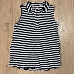 Chicos Black and White Striped Sleeveless polo shirt